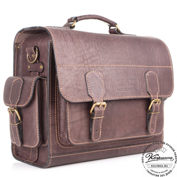 Кожаный портфель "Вояджер" (коричневый). фото 1