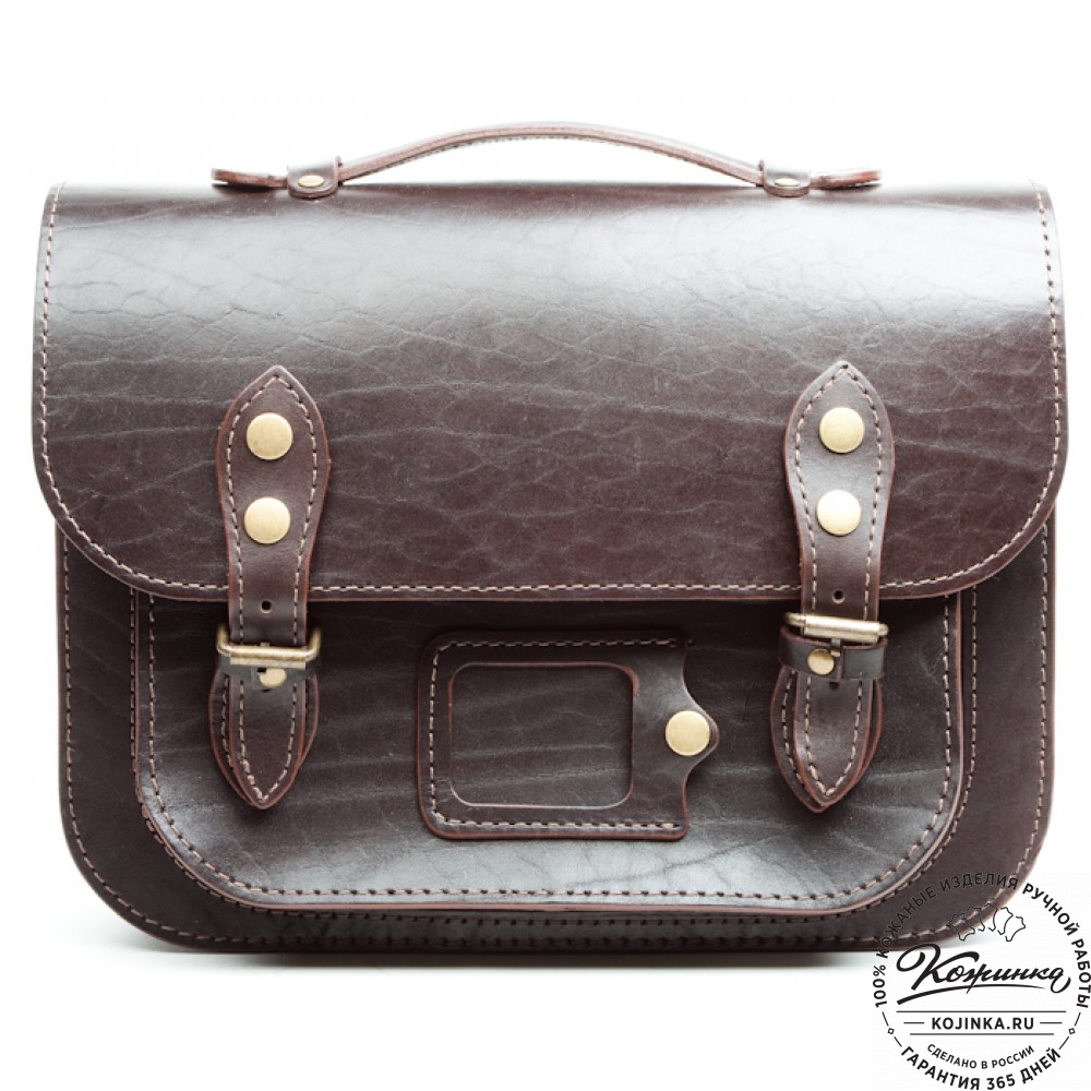 Кожаный портфель "Сатчел"  (тёмно-коричневый)