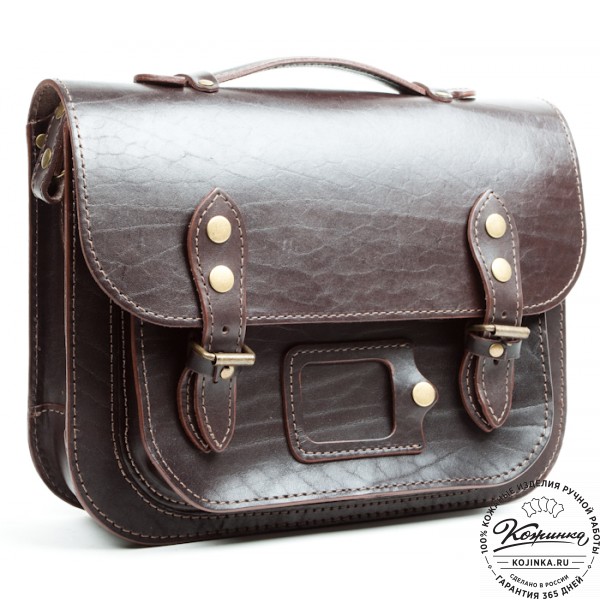 Кожаный портфель "Сатчел"  (тёмно-коричневый). фото 1