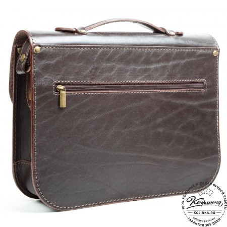 Кожаный портфель "Сатчел"  (тёмно-коричневый)
