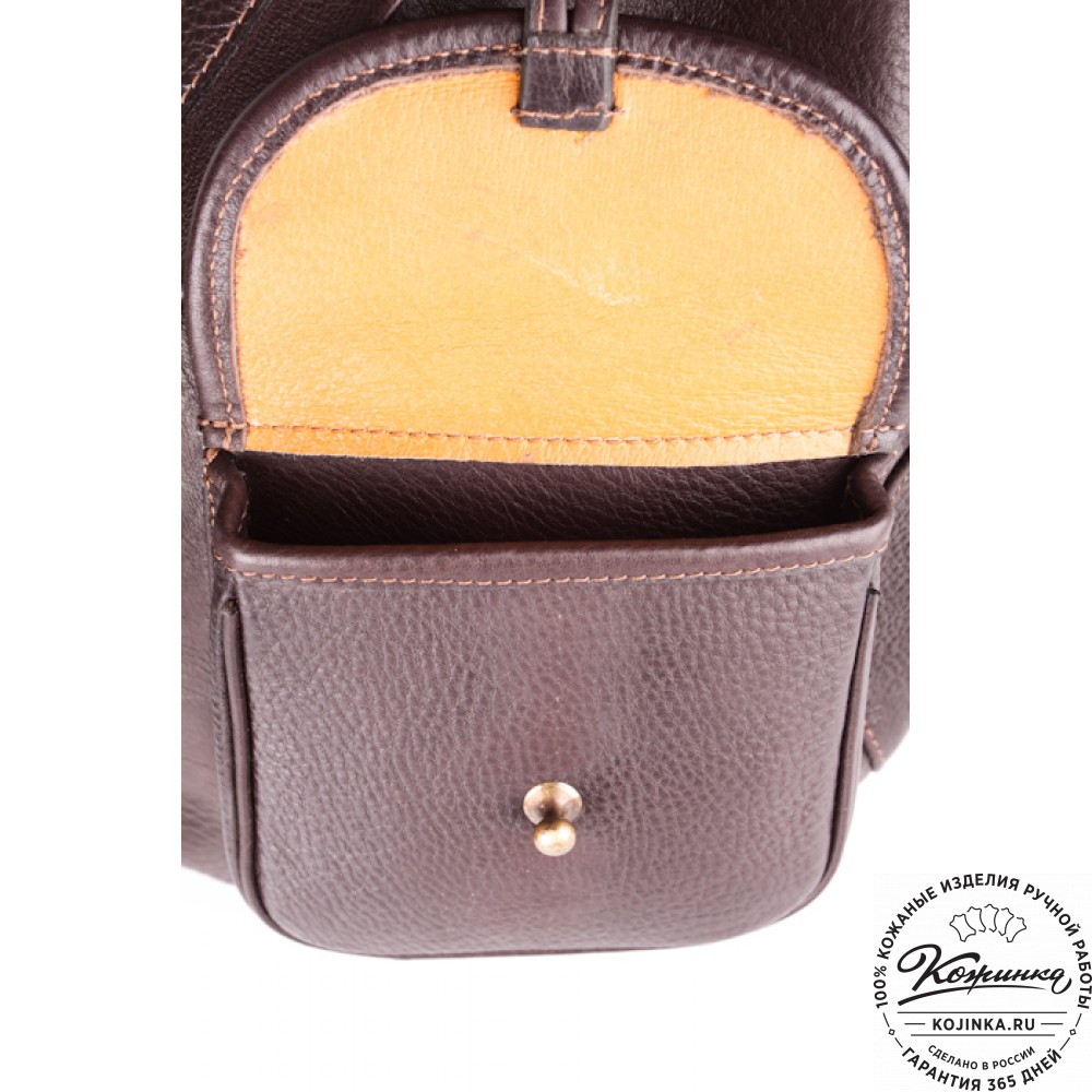 Кожаный рюкзак "Эль-Пасо" c карманом (коричневый)