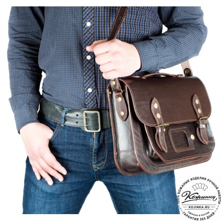 Кожаный портфель "Сатчел"  (тёмно-коричневый)