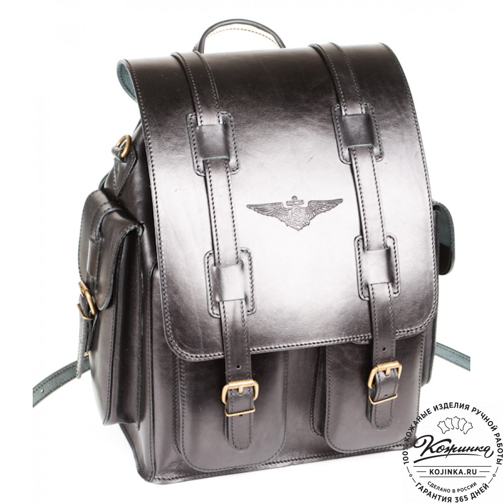 Кожаный рюкзак "Пехотинец" (чёрный)