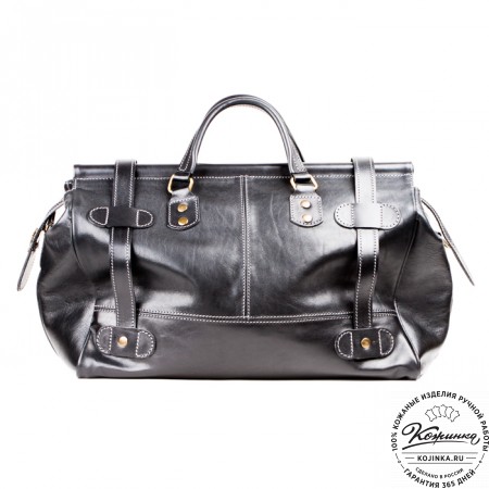 Кожаный дорожный саквояж "Большой" (чёрный)