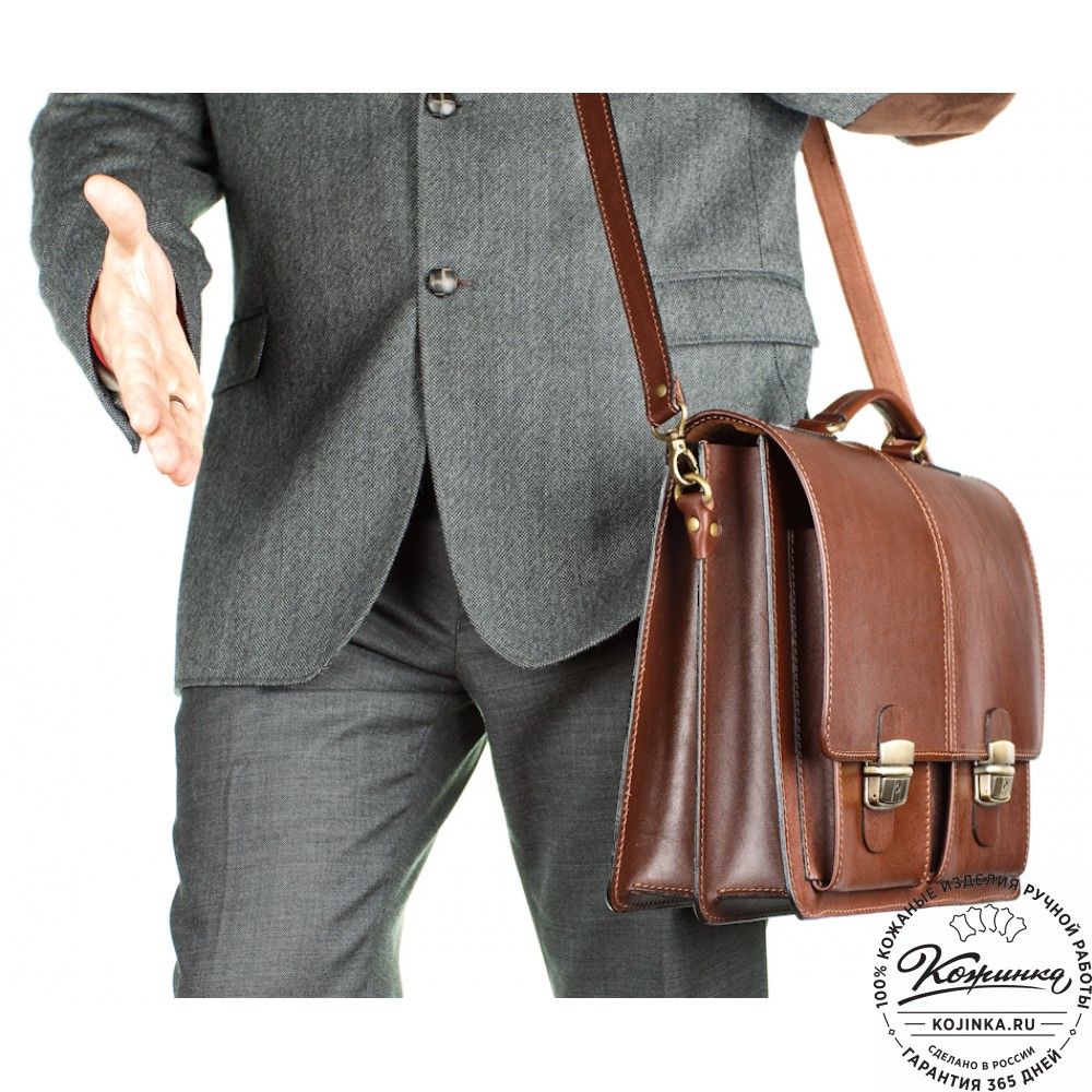 Кожаный деловой портфель "Адвокат-1" (коричневый)