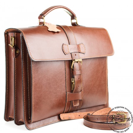 Мужской кожаный портфель "Премьер" (коричневый)