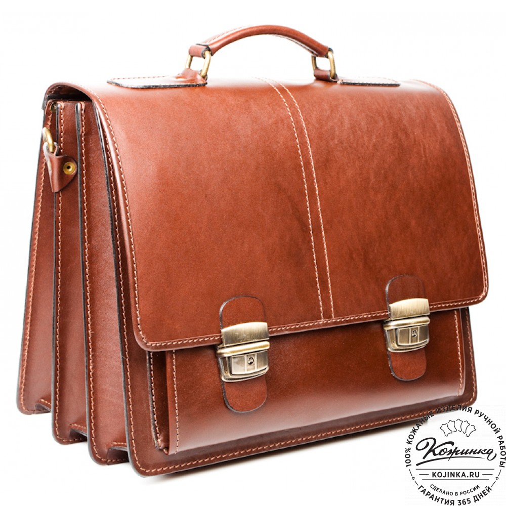 Кожаный деловой портфель "Адвокат-2" (коричневый)