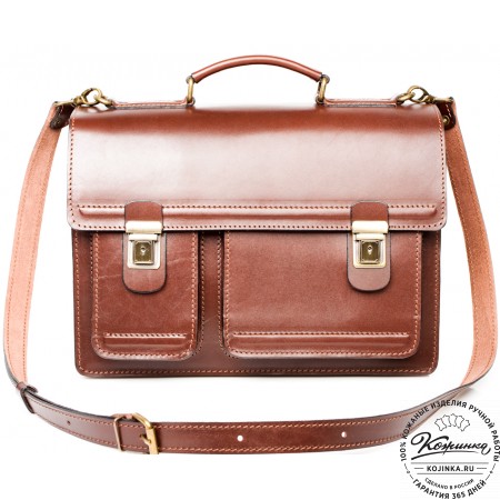 Мужской кожаный портфель "Оптима II" (коричневый)