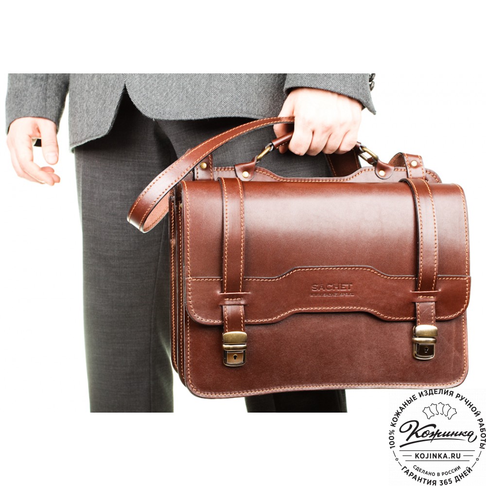 Мужской кожаный портфель "Авантаж" (коричневый)