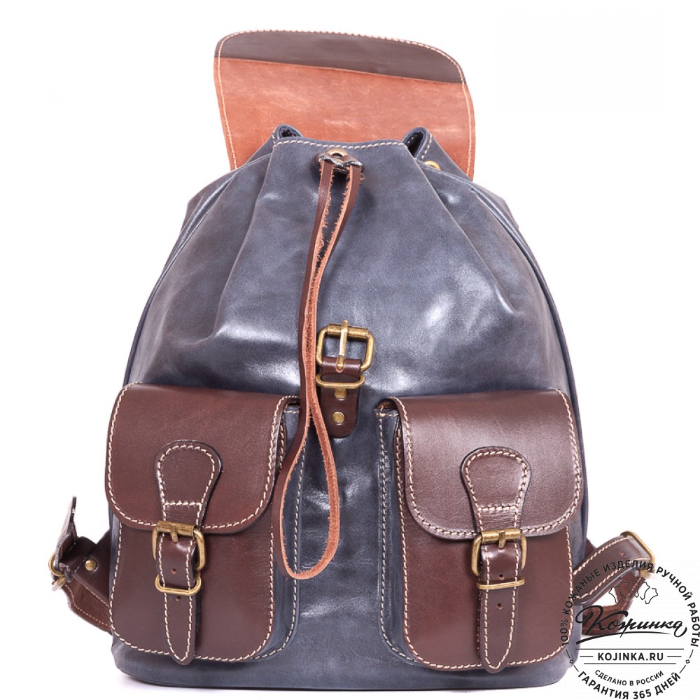 Кожаный рюкзак "Классик 2" (синий)