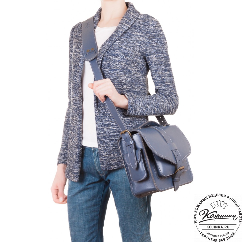 Кожаная  сумка "Виктория" (синяя)