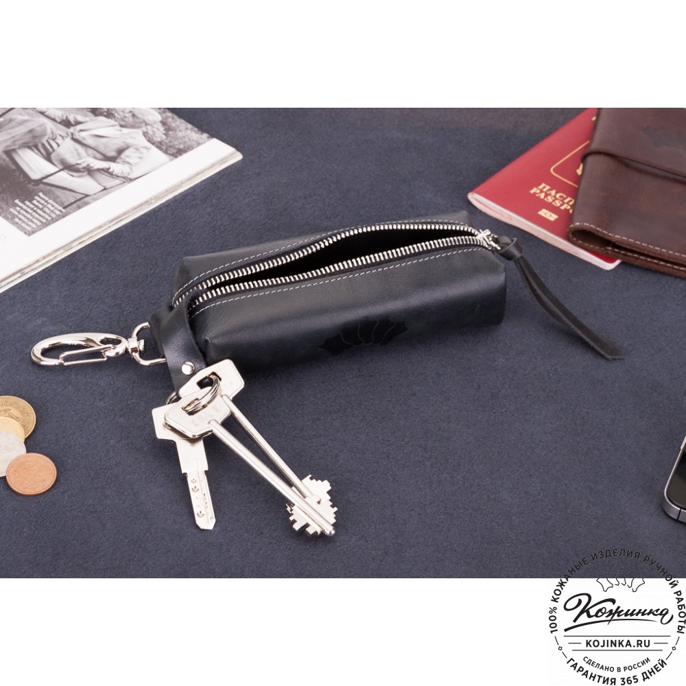 Кожаная ключница Барселона (черная)